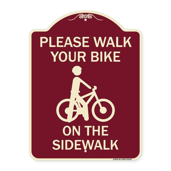 Signmission Pavement Stencil Please Walk Your Bike on Sidewalk Heavy-Gauge Alum Sign, 24" x 18", BU-1824-23338 A-DES-BU-1824-23338 - main